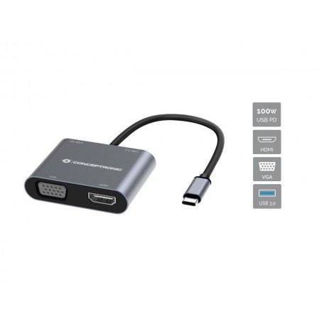 Conceptronic DONN16G Conversor USB-C a HDMI / VGA
